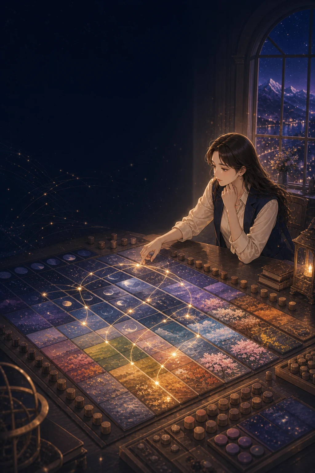 계절과 시간의 반복되는 흐름을 살펴보는 여성