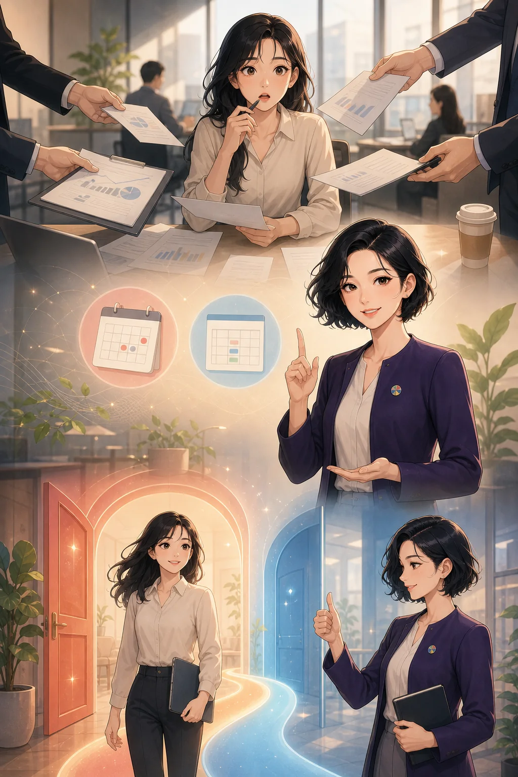 복잡한 제안 속에서 확인할 조건을 찾고 작은 선택부터 시작하는 장면